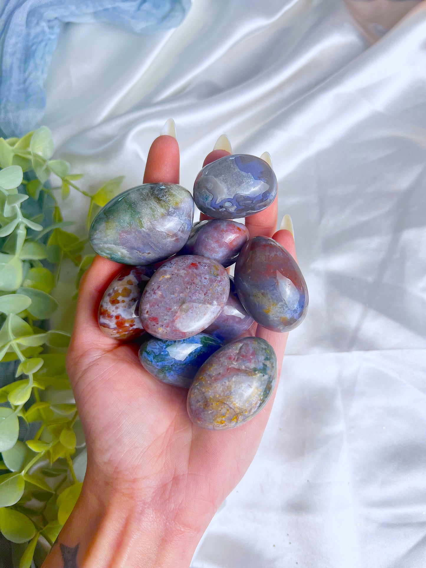 Ocean Jasper x Moss Agate Tumbles