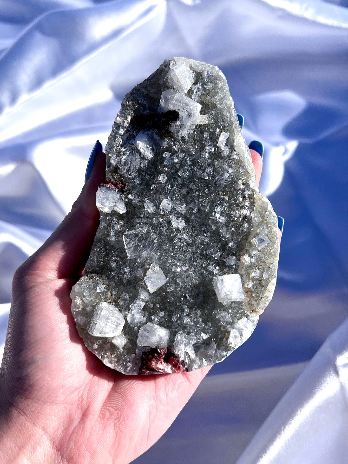 Black Chalcedony Specimen with Red Heulandite 2