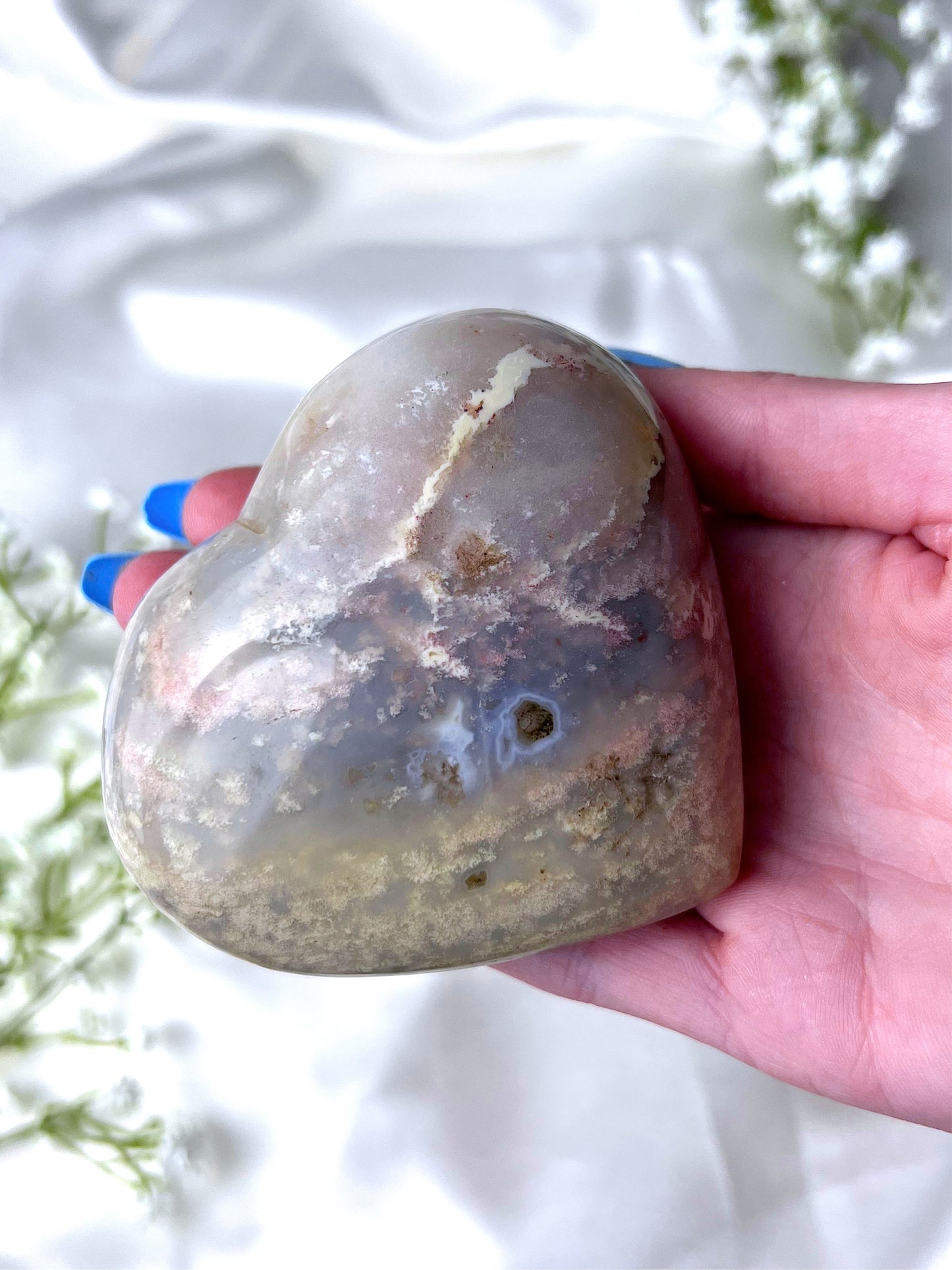 XL Flower Agate Heart
