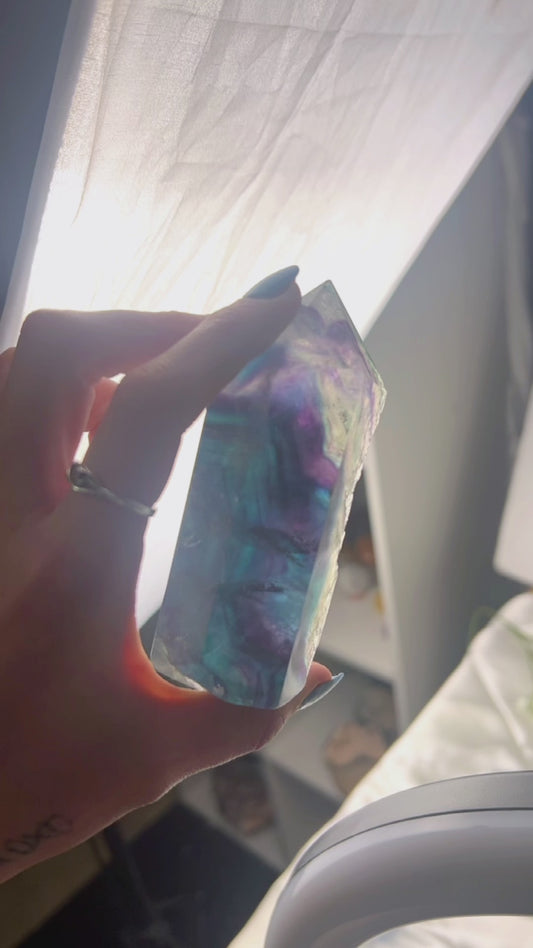 Half Polished Fluorite Tower