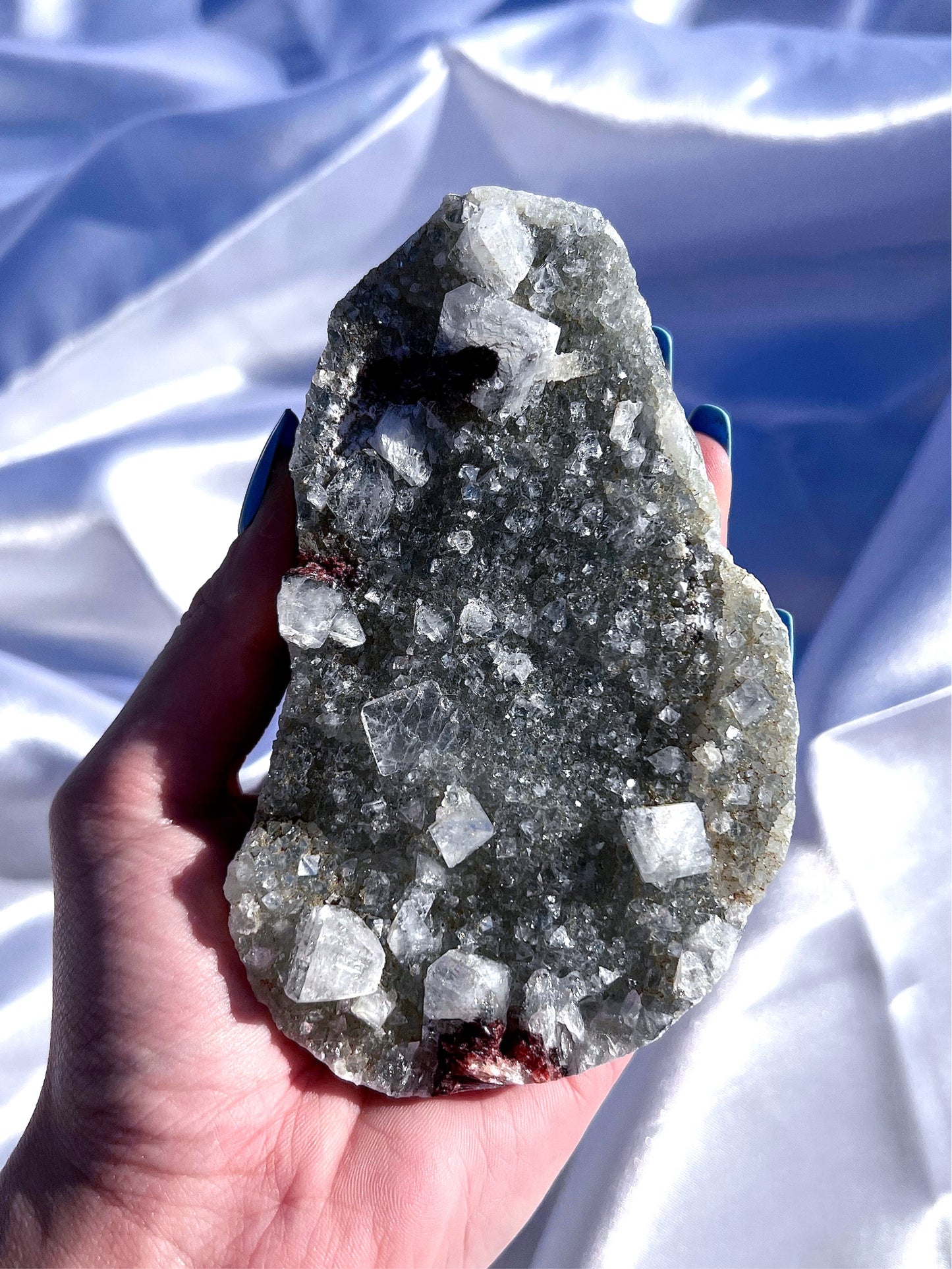 Black Chalcedony Specimen with Red Heulandite 2