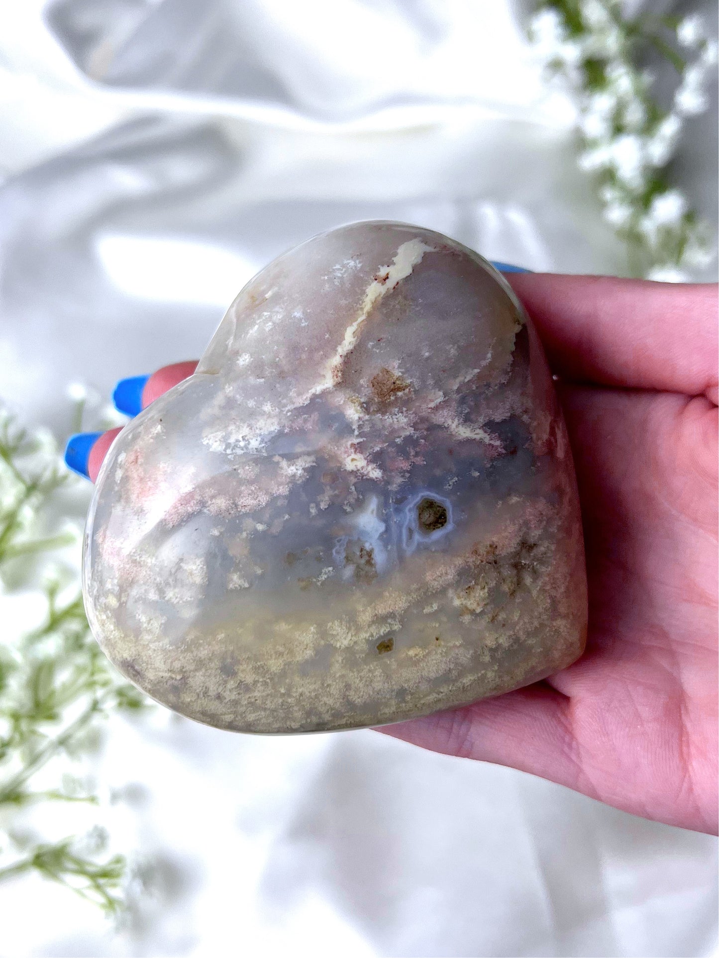 XL Flower Agate Heart