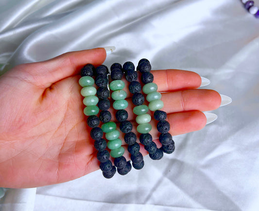 Green Aventurine and Lava Rock Bracelets