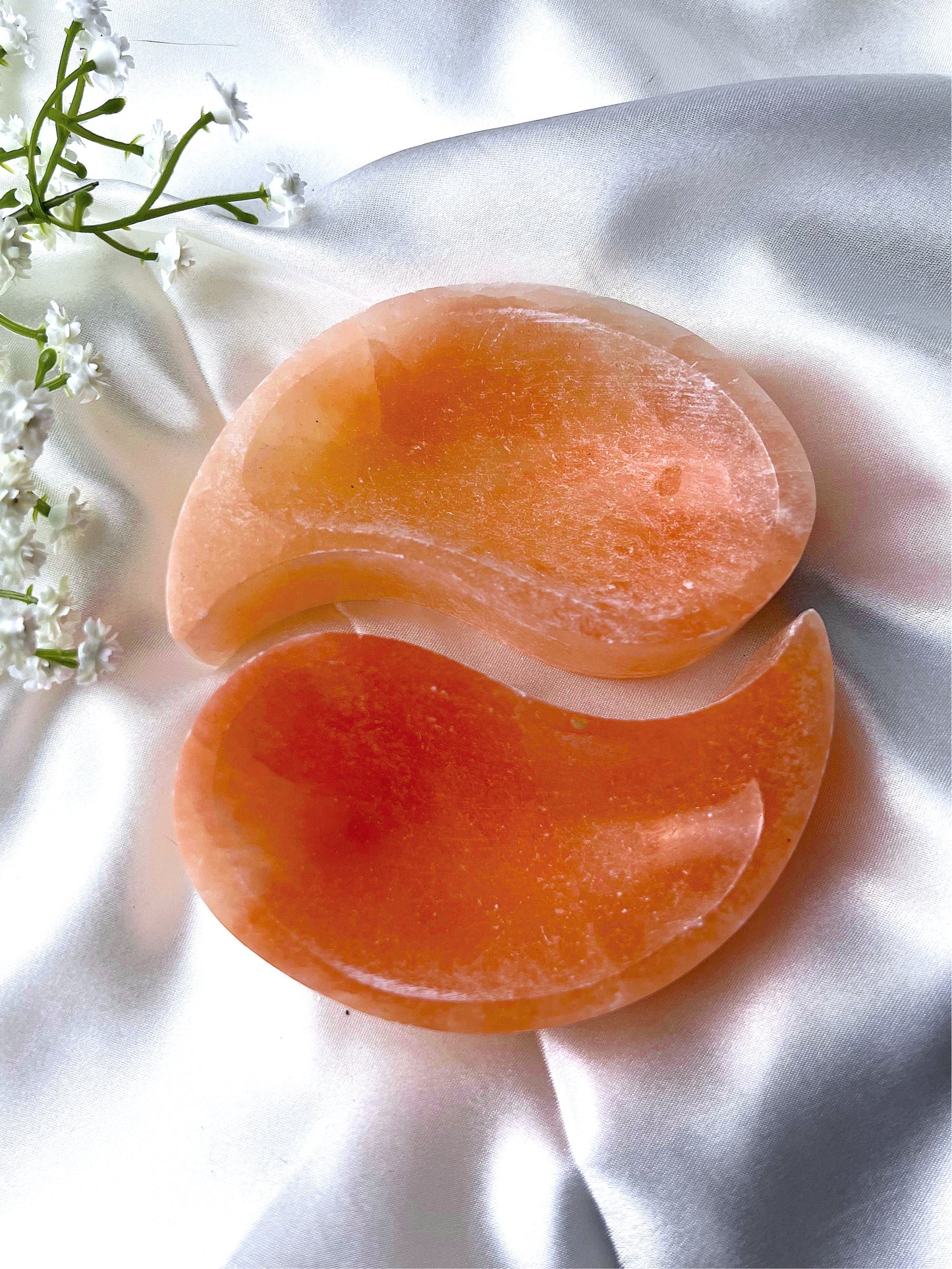 Peach Selenite YingYang Bowl