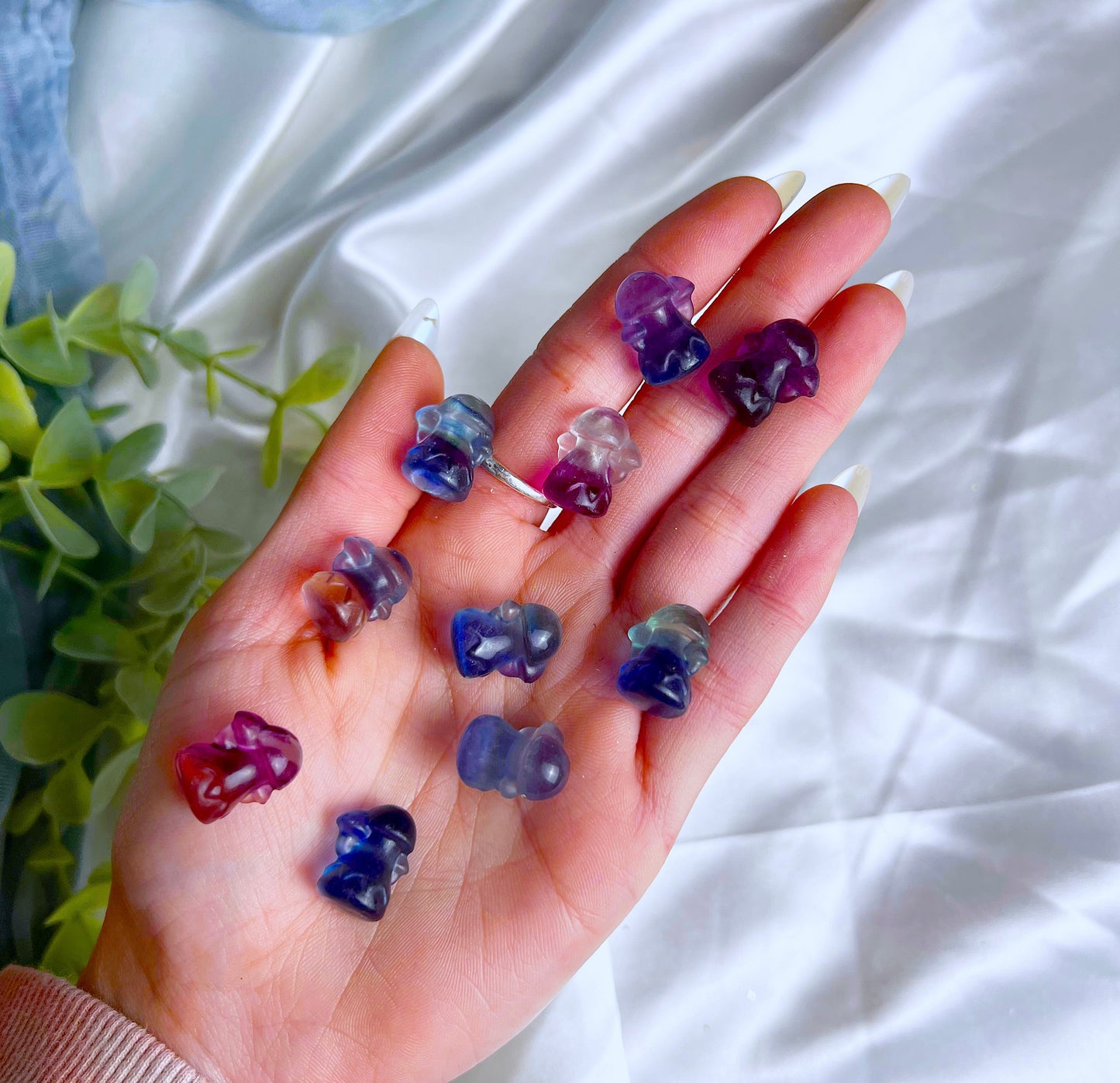 Mini Fluorite Triple Mushrooms